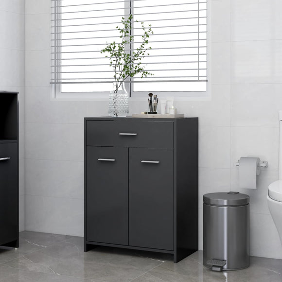 NNEVL Bathroom Cabinet Grey 60x33x80 cm Chipboard