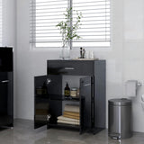 NNEVL Bathroom Cabinet High Gloss Black 60x33x80 cm Chipboard
