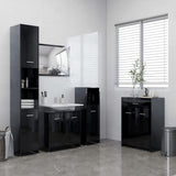 NNEVL Bathroom Cabinet High Gloss Black 60x33x80 cm Chipboard