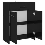 NNEVL Bathroom Cabinet High Gloss Black 60x33x80 cm Chipboard