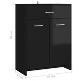 NNEVL Bathroom Cabinet High Gloss Black 60x33x80 cm Chipboard