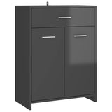 NNEVL Bathroom Cabinet High Gloss Grey 60x33x80 cm Chipboard