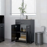 NNEVL Bathroom Cabinet High Gloss Grey 60x33x80 cm Chipboard