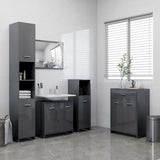 NNEVL Bathroom Cabinet High Gloss Grey 60x33x80 cm Chipboard