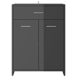 NNEVL Bathroom Cabinet High Gloss Grey 60x33x80 cm Chipboard