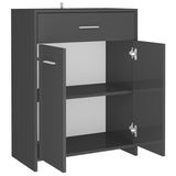 NNEVL Bathroom Cabinet High Gloss Grey 60x33x80 cm Chipboard