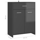 NNEVL Bathroom Cabinet High Gloss Grey 60x33x80 cm Chipboard