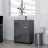 NNEVL Bathroom Cabinet High Gloss Grey 60x33x80 cm Chipboard
