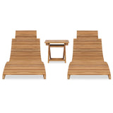 NNEVL 3 Piece Folding Garden Lounge Set Solid Teak Wood