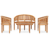 NNEVL 4 Piece Banana Garden Lounge Set Solid Teak Wood