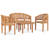 NNEVL 4 Piece Banana Garden Lounge Set Solid Teak Wood