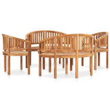 NNEVL 5 Piece Banana Garden Lounge Set Solid Teak Wood
