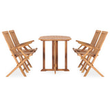 NNEVL 5 Piece Folding Outdoor Dining Set Solid Wood Teak