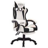 NNEVL Racing Chair with RGB LED Lights Black and White Faux Leather