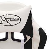 NNEVL Racing Chair with RGB LED Lights Black and White Faux Leather