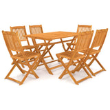 NNEVL 7 Piece Folding Garden Dining Set Solid Acacia Wood