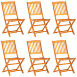 NNEVL 7 Piece Folding Garden Dining Set Solid Acacia Wood