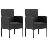 NNEVL 3 Piece Garden Dining Set Poly Rattan Black