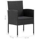 NNEVL 3 Piece Garden Dining Set Poly Rattan Black