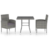 NNEVL 3 Piece Garden Dining Set Poly Rattan Anthracite