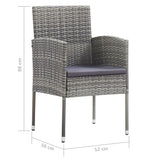 NNEVL 3 Piece Garden Dining Set Poly Rattan Anthracite