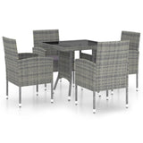 NNEVL 5 Piece Garden Dining Set Poly Rattan Anthracite