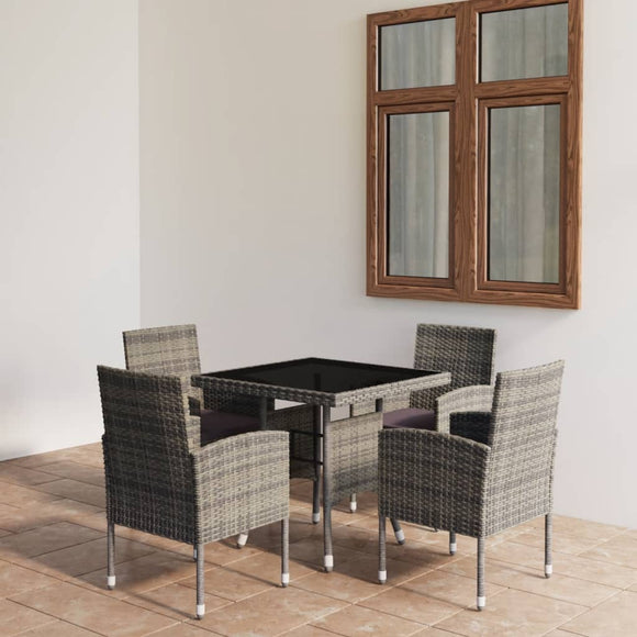 NNEVL 5 Piece Garden Dining Set Poly Rattan Anthracite