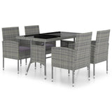 NNEVL 5 Piece Garden Dining Set Poly Rattan Anthracite & Grey
