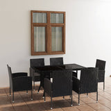 NNEVL 7 Piece Garden Dining Set Poly Rattan Black