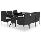 NNEVL 7 Piece Garden Dining Set Poly Rattan Black