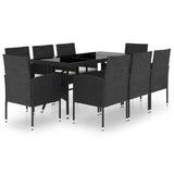 NNEVL 9 Piece Garden Dining Set Poly Rattan Black