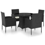 NNEVL 5 Piece Garden Dining Set Poly Rattan Black