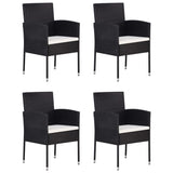 NNEVL 5 Piece Garden Dining Set Poly Rattan Black