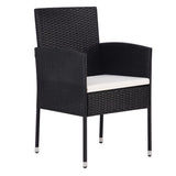 NNEVL 5 Piece Garden Dining Set Poly Rattan Black