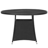 NNEVL 5 Piece Garden Dining Set Poly Rattan Black