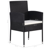 NNEVL 5 Piece Garden Dining Set Poly Rattan Black