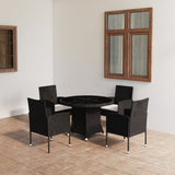 NNEVL 5 Piece Garden Dining Set Poly Rattan Black