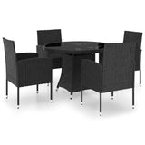 NNEVL 5 Piece Garden Dining Set Poly Rattan Black