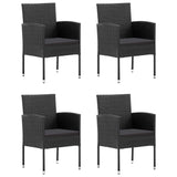 NNEVL 5 Piece Garden Dining Set Poly Rattan Black