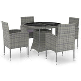 NNEVL 5 Piece Garden Dining Set Poly Rattan Anthracite & Grey