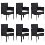 NNEVL 7 Piece Garden Dining Set Poly Rattan Black
