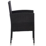 NNEVL 7 Piece Garden Dining Set Poly Rattan Black