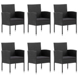 NNEVL 7 Piece Garden Dining Set Poly Rattan Black