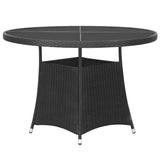 NNEVL 7 Piece Garden Dining Set Poly Rattan Black