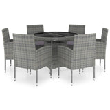 NNEVL 7 Piece Garden Dining Set Poly Rattan Anthracite & Grey