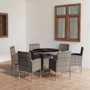 NNEVL 7 Piece Garden Dining Set Poly Rattan Anthracite & Grey