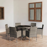 NNEVL 7 Piece Garden Dining Set Poly Rattan Anthracite & Grey