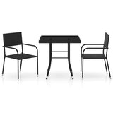 NNEVL 3 Piece Garden Dining Set Poly Rattan Black