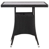 NNEVL 3 Piece Garden Dining Set Poly Rattan Black