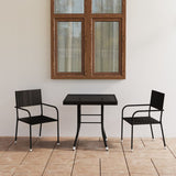 NNEVL 3 Piece Garden Dining Set Poly Rattan Black